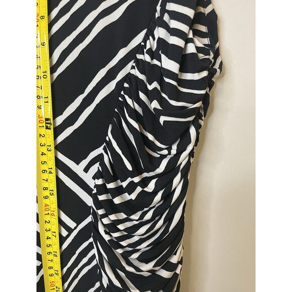 Calvin Klein black and white striped sleeveless ruched bodycon dress Size 6 - Picture 6 of 7